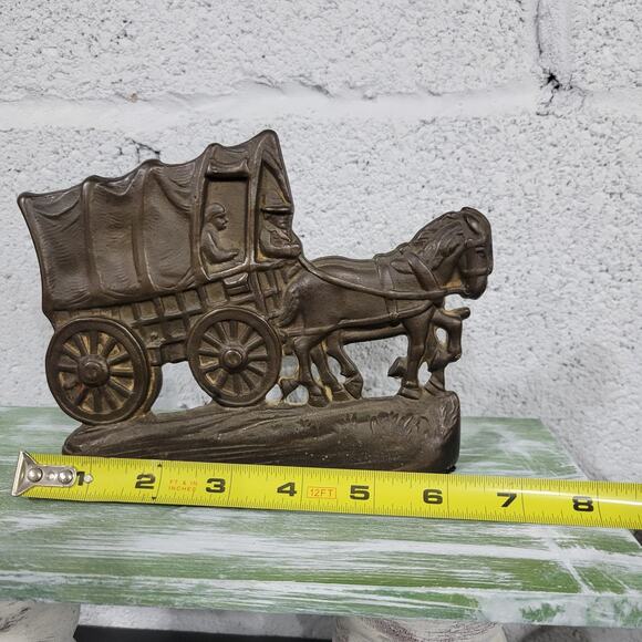 Vintage Cast Bronze Door Stop Western Stage Coach COPR 1980 - Picture 5 of 6